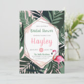 Tropische Flamingo Bridal Shower Invitation Kaart (Staand voorkant)
