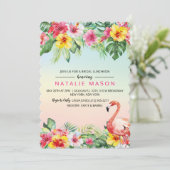 Tropische Flamingo Bridal Shower Invitation Kaart (Staand voorkant)