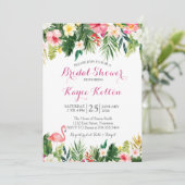 Tropische Flamingo Bruids Douche INvitation Kaart (Staand voorkant)
