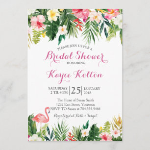 Tropische Flamingo Bruids Douche INvitation Kaart