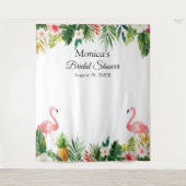 Tropische Flamingo Bruidsshower Foto Achtergrond Wandkleed (Voorkant)