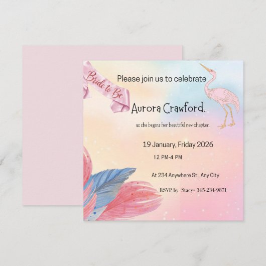 Tropische Flamingo Bruiloft Feest Uitnodiging | Ed (Voorkant / Achterkant)