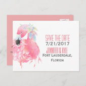 Tropische flamingo bruiloft Save the date Briefkaa Aankondigingskaart (Voorkant / Achterkant)