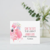 Tropische flamingo bruiloft Save the date Briefkaa Aankondigingskaart (Staand voorkant)