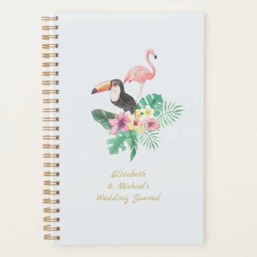Tropische Flamingo Bruiloft Vrijgezellenfeest Keep Planner (Voorkant)