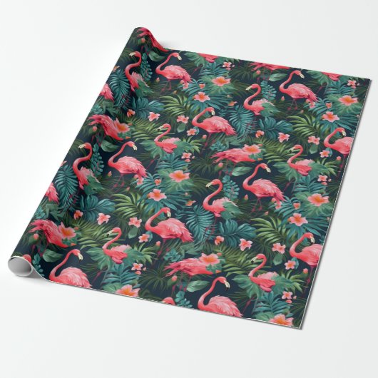 Tropische Flamingo Cadeaupapier (Uitgerold)