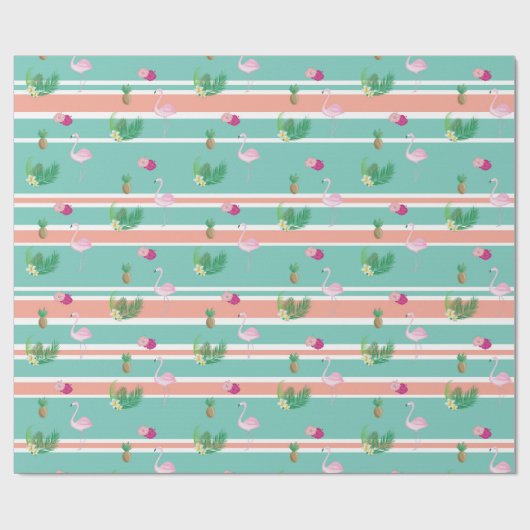 Tropische Flamingo Cadeauverpakking Cadeaupapier (Vlak)