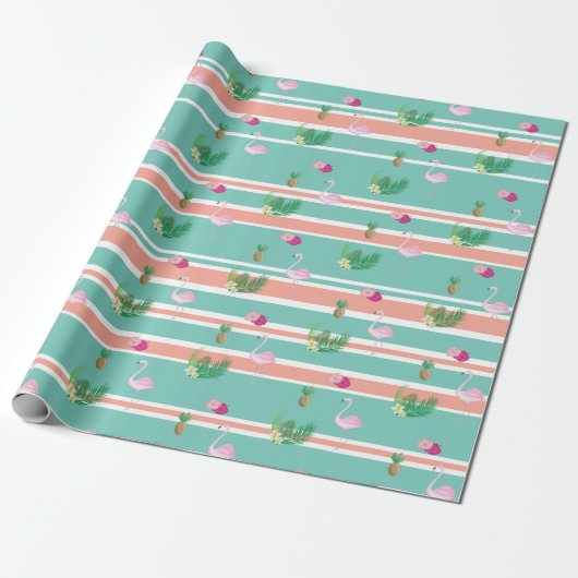 Tropische Flamingo Cadeauverpakking Cadeaupapier (Uitgerold)