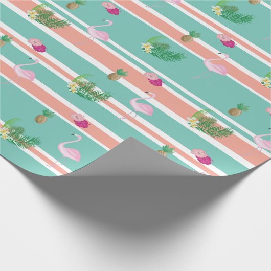 Tropische Flamingo Cadeauverpakking Cadeaupapier (Hoek)