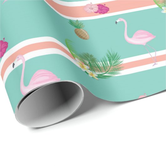 Tropische Flamingo Cadeauverpakking Cadeaupapier (Rol Hoek)