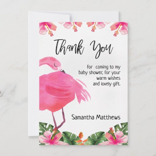 Tropische Flamingo Dank u Kaart (Voorkant)