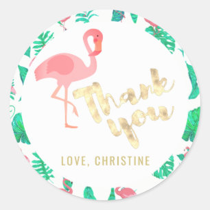 Tropische Flamingo dank u Ronde Sticker