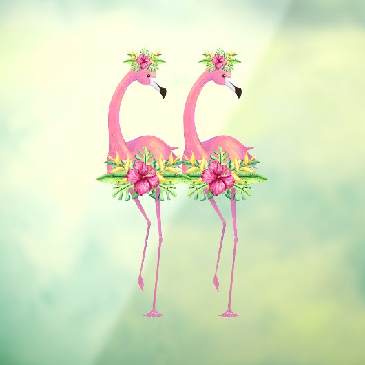 Tropische flamingo-dansers oerwoud-planten raamsticker (Vel 3)