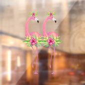 Tropische flamingo-dansers oerwoud-planten raamsticker (Vel 2)