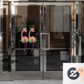 Tropische flamingo-dansers oerwoud-planten raamsticker (Kantoordeur)