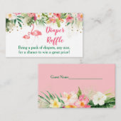 Tropische Flamingo Diaper Raffle Tickets Informatiekaartje (Voorkant / Achterkant)