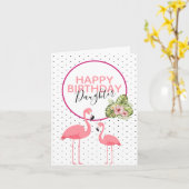Tropische Flamingo Dochter Birthday Kaart (Gele Bloem)