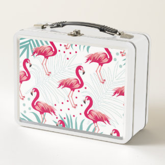 Tropische flamingo en bladeren, zomerpatroon.