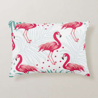 Tropische flamingo en bladeren, zomerpatroon. accent kussen