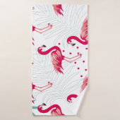 Tropische flamingo en bladeren, zomerpatroon. badhanddoek (Badhanddoek)