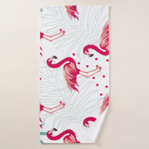 Tropische flamingo en bladeren, zomerpatroon. badhanddoek