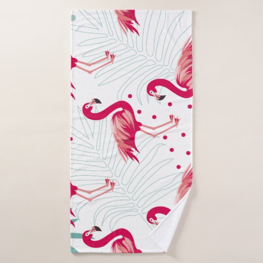 Tropische flamingo en bladeren, zomerpatroon. badhanddoek (Badhanddoek)