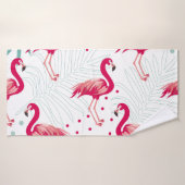 Tropische flamingo en bladeren, zomerpatroon. badhanddoek (Badhanddoek)