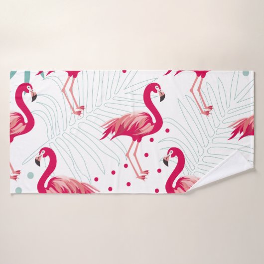 Tropische flamingo en bladeren, zomerpatroon. badhanddoek (Badhanddoek)