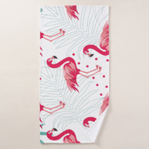 Tropische flamingo en bladeren, zomerpatroon. badhanddoek