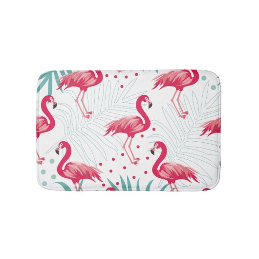 Tropische flamingo en bladeren, zomerpatroon. badmat (Voorkant)
