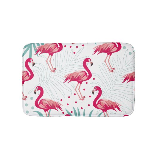 Tropische flamingo en bladeren, zomerpatroon. badmat (Voorkant)