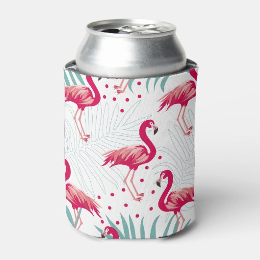 Tropische flamingo en bladeren, zomerpatroon. blikjeskoeler (Blikje Voorkant)