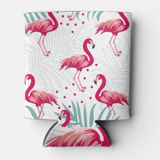 Tropische flamingo en bladeren, zomerpatroon. blikjeskoeler (Voorkant)