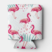 Tropische flamingo en bladeren, zomerpatroon. blikjeskoeler (Achterkant)