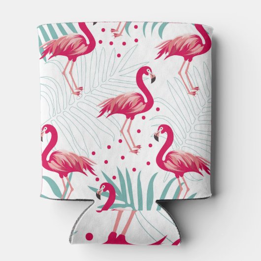 Tropische flamingo en bladeren, zomerpatroon. blikjeskoeler (Achterkant)
