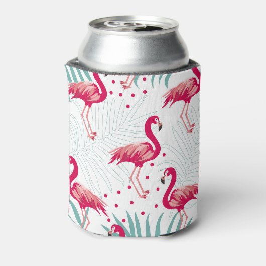 Tropische flamingo en bladeren, zomerpatroon. blikjeskoeler (Blikje Achterkant)