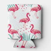 Tropische flamingo en bladeren, zomerpatroon. blikjeskoeler (Achterkant)