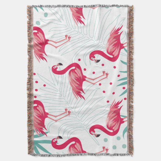 Tropische flamingo en bladeren, zomerpatroon. deken (Voorkant Verticaal)