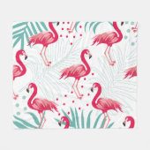 Tropische flamingo en bladeren, zomerpatroon. fleece deken (Voorkant (Horizontaal))