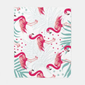 Tropische flamingo en bladeren, zomerpatroon. fleece deken (Voorkant)