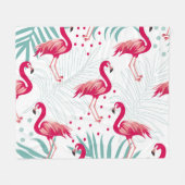 Tropische flamingo en bladeren, zomerpatroon. fleece deken (Voorkant (Horizontaal))