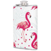 Tropische flamingo en bladeren, zomerpatroon. heupfles (Links)