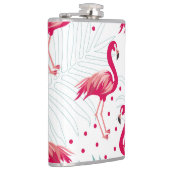 Tropische flamingo en bladeren, zomerpatroon. heupfles (Rechts)