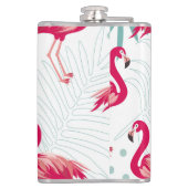 Tropische flamingo en bladeren, zomerpatroon. heupfles (Achterkant)