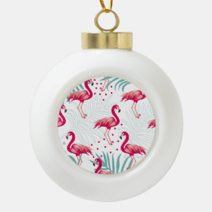 Tropische flamingo en bladeren, zomerpatroon. keramische bal ornament