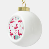 Tropische flamingo en bladeren, zomerpatroon. keramische bal ornament (Rechts)