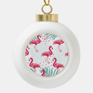 Tropische flamingo en bladeren, zomerpatroon. keramische bal ornament