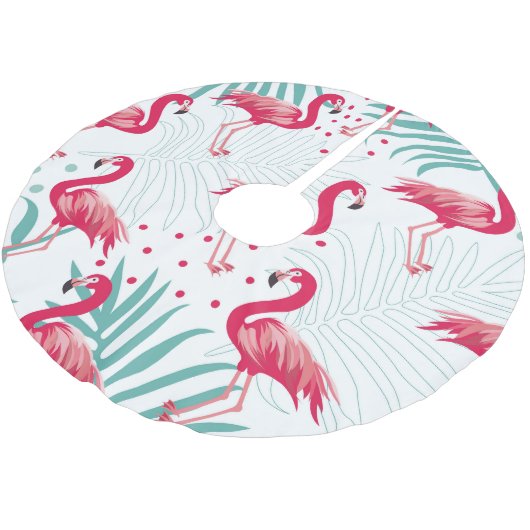 Tropische flamingo en bladeren, zomerpatroon. kerstboom rok (Gekanteld)