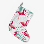Tropische flamingo en bladeren, zomerpatroon. kleine kerstsok (Voorkant (Hangend))