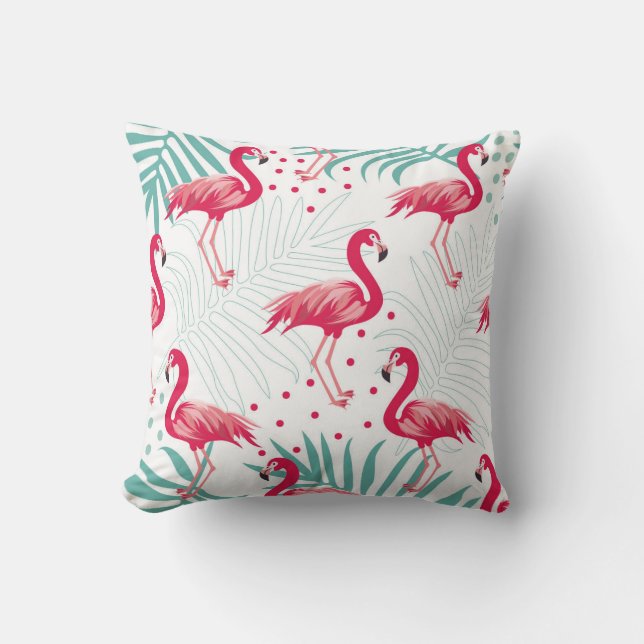 Tropische flamingo en bladeren, zomerpatroon. kussen (Voorkant)